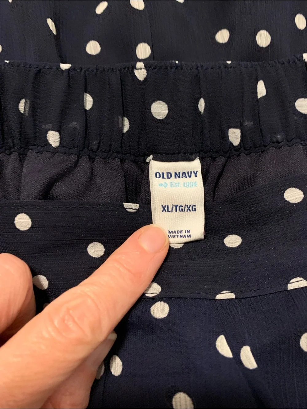 Old Navy Navy and White Polka Dot A-Line Skirt (Size XL)
